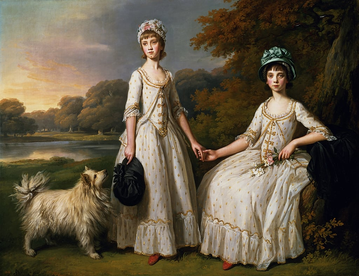 Ölbildnis mit Spitz: The Misses Tracy Travell (ca. 1808) mit einem weißen Großspitz