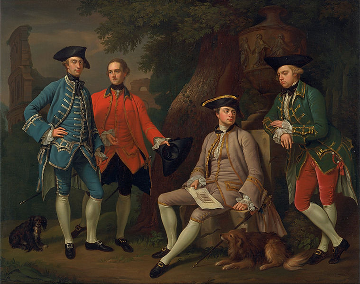 Nathaniel Dance: William Weddell (1736–1792), the Reverend William Palgrave (c.1735–1799), and Mr I'Anson in Rome, mit braunen Spitz