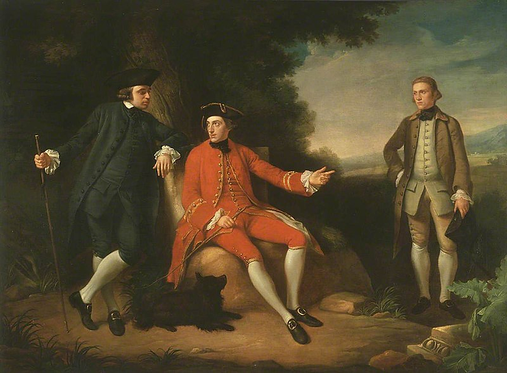 William Weddell (1736-1792), The Reverend William Palgrave (c. 1735 - 1799) and Mr Janson in Rome, mit schwarzen Spitz liegend