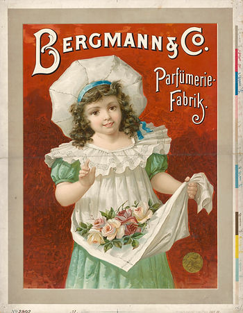 Werbetafel für das Unternehmen Bergman & Co Parfümerie Fabrik