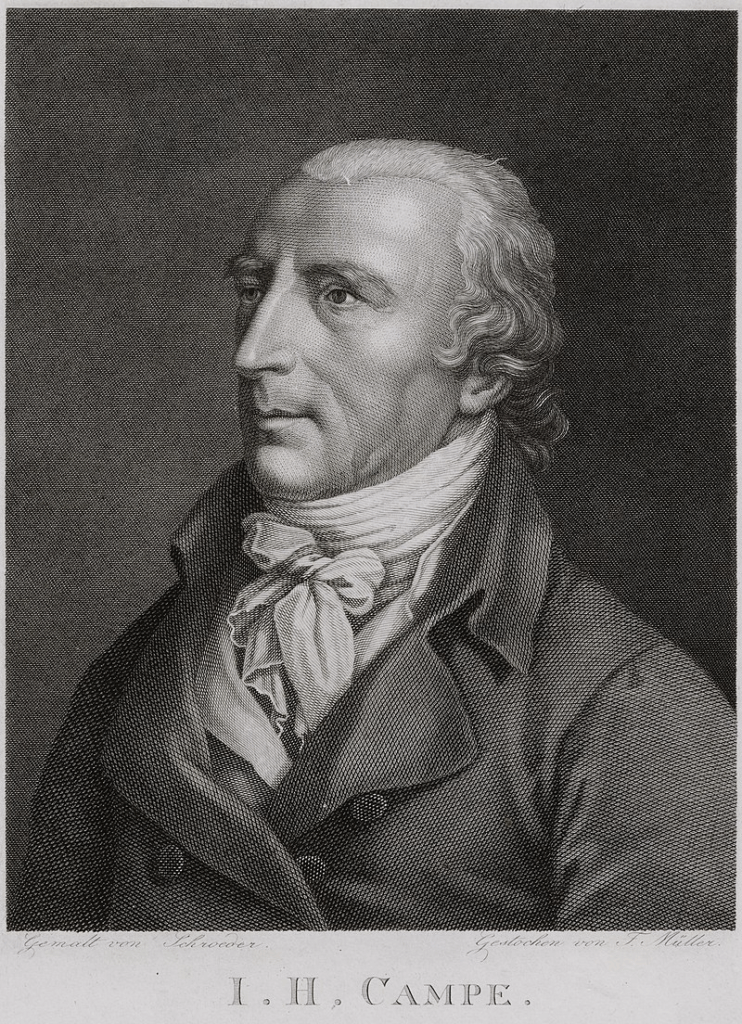 Kupferstich Joachim Heinrich Campe (1746-1818), Künstler: F. Müller