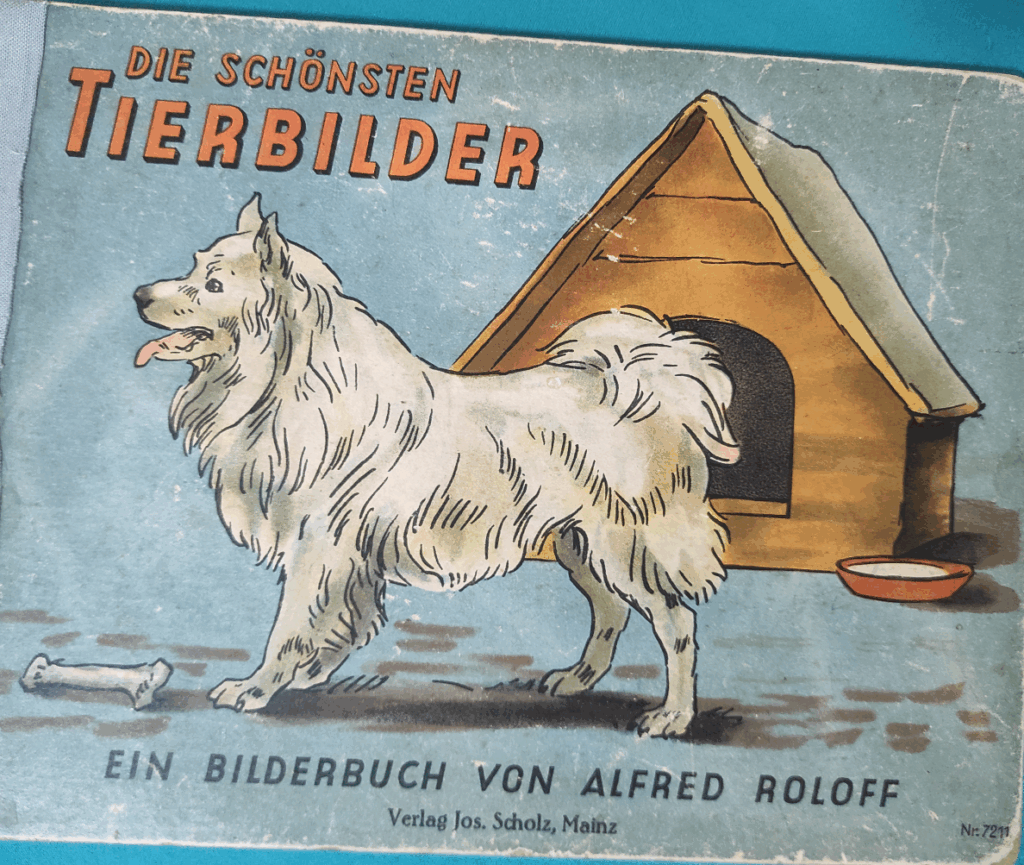 Titelbild mit weißen großen Spitz (illustriert von Alfred Roloff)